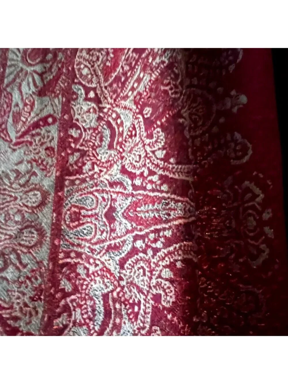 Vintage Wool Pashmina Curtain on Indonesian Hanger 82 Inch